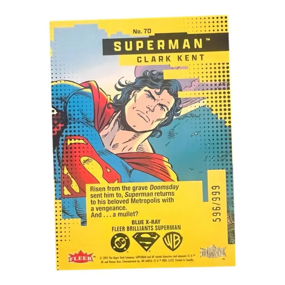 2025 Fleer Brilliants Superman #70 Superman - DC Comics Blue Refractor /999
